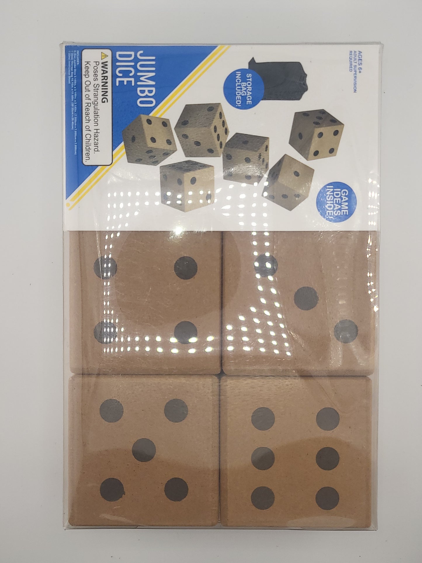 Let’s Go Jumbo Wooden Dice Set — Outdoor & Indoor Game Pack with Storage Bag (Includes 5 Dice Games!)