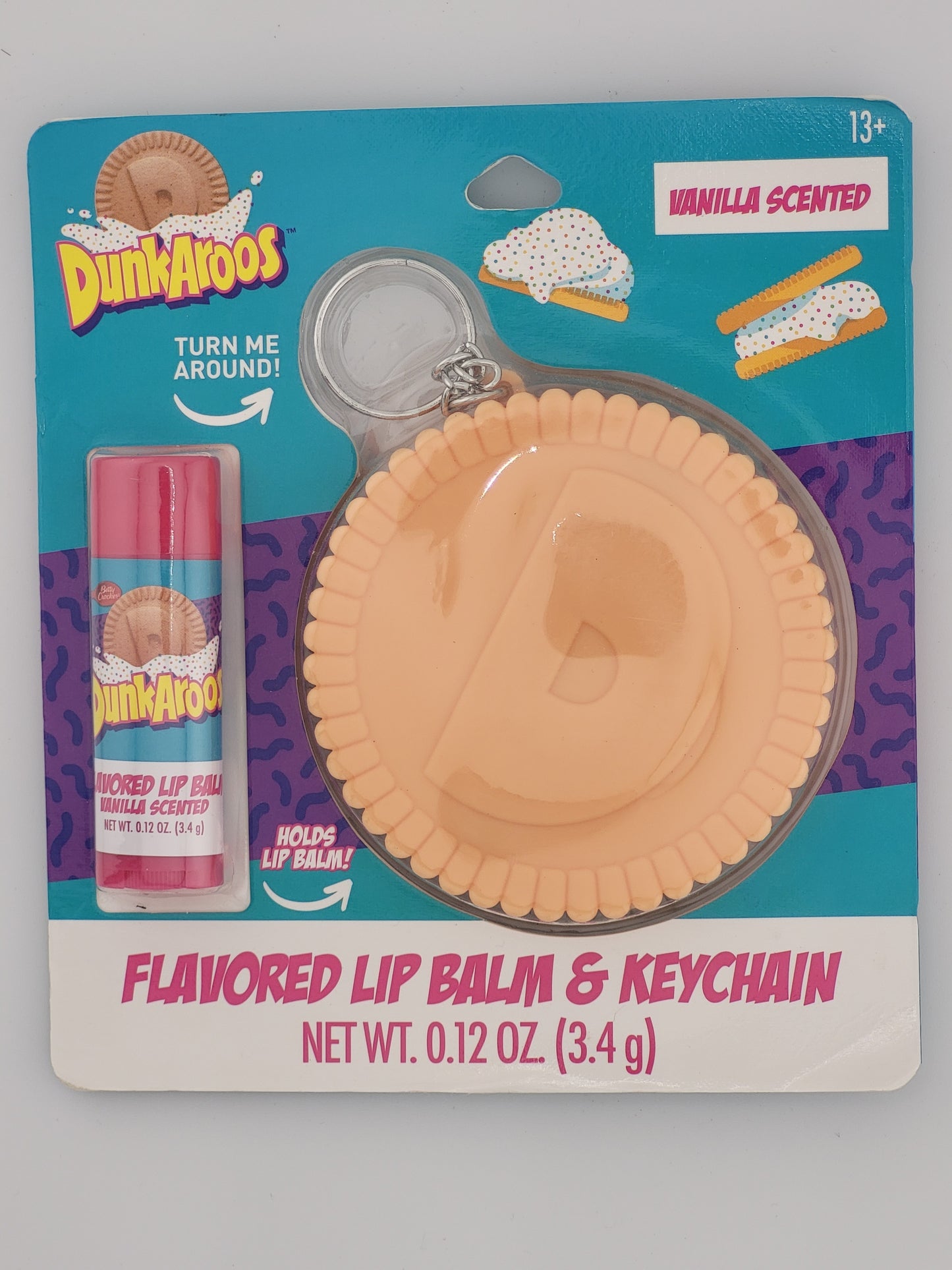 🍪 Betty Crocker Dunkaroos Flavored Lip Balm & Keychain Set – Vanilla Scented | Nostalgic ’90s Snack-Inspired Collectible