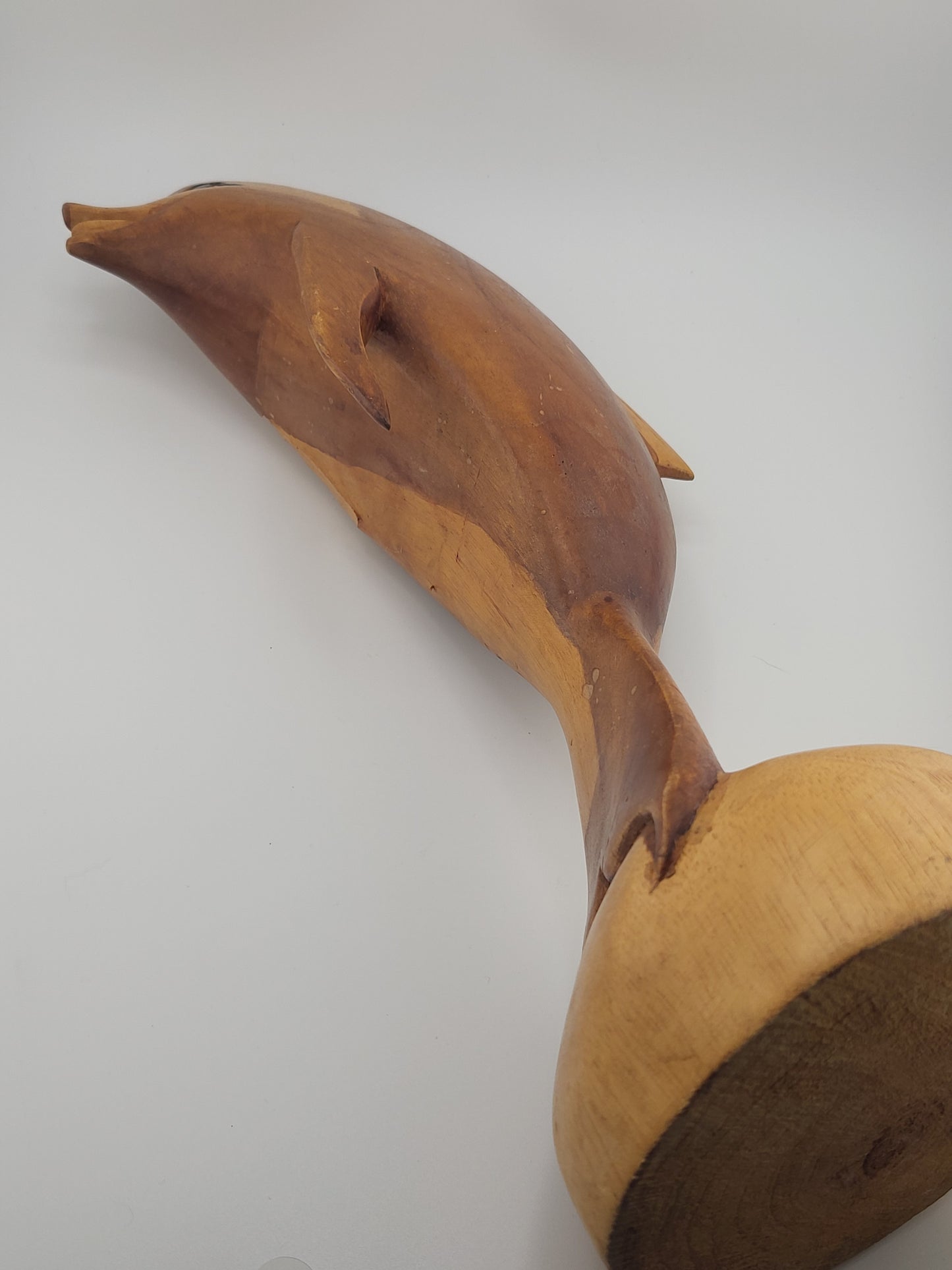 🌊 Hand-Carved Wooden Dolphin Statue – Authentic Jamaican Art Décor