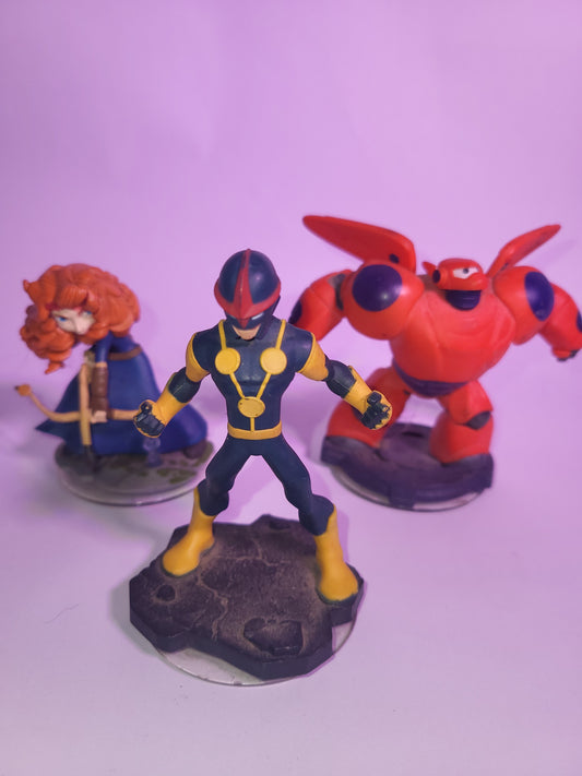 Disney Infinity Figure Lot – Merida, Nova & Armored Baymax – Marvel & Disney Collectibles