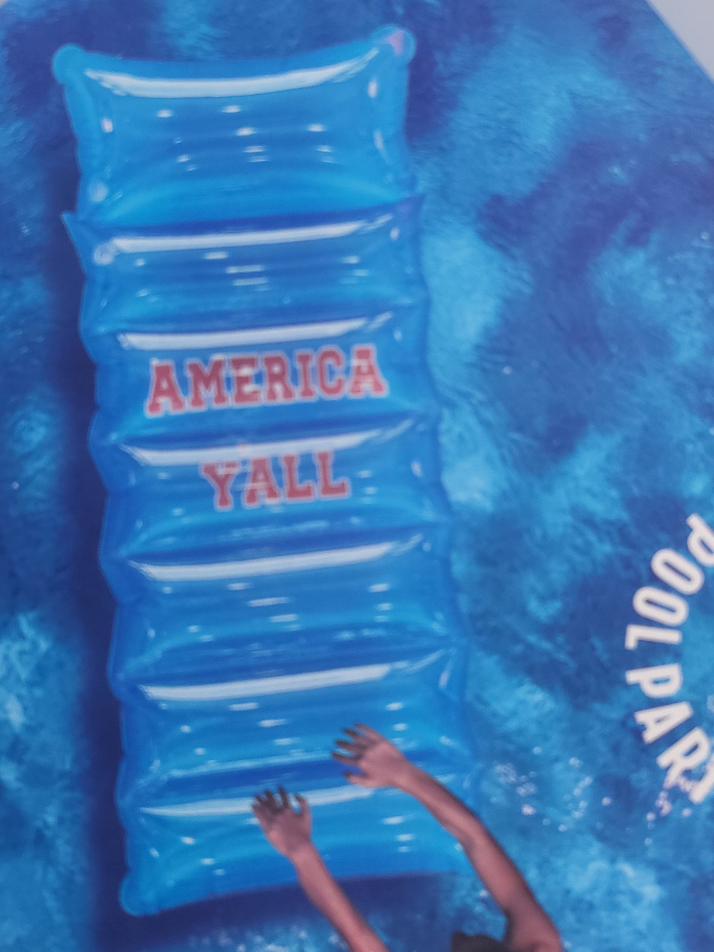 America Y’all Pool Party Float — Inflatable Lounger for Summer Fun (Blue & Red Options)