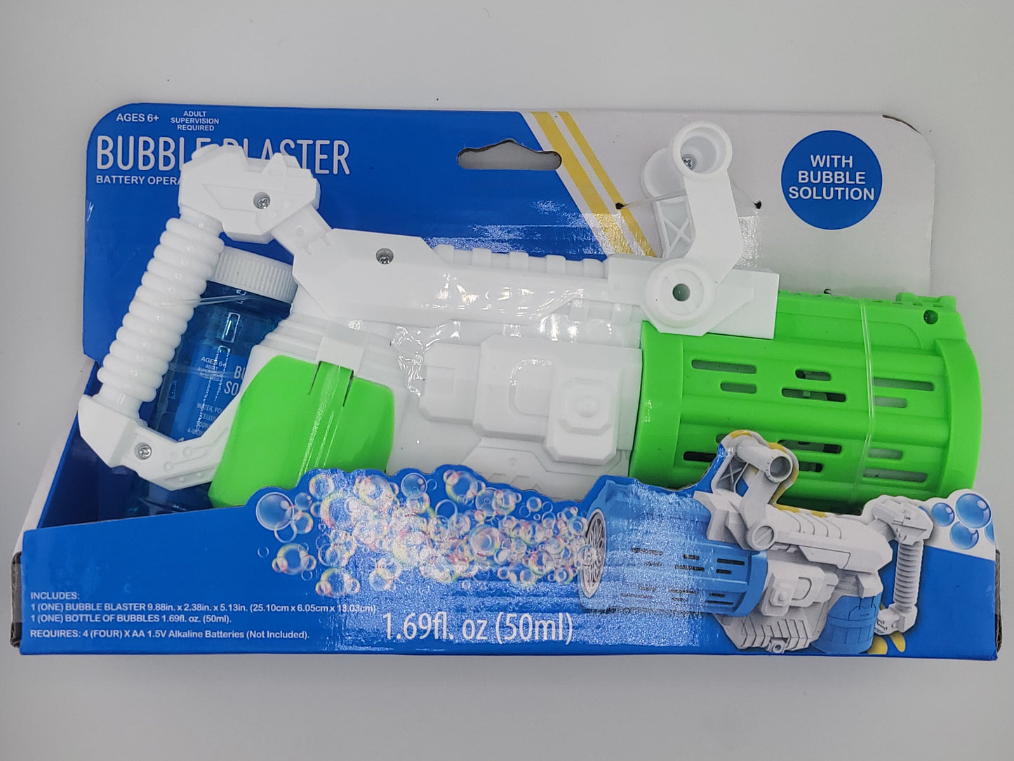Battery Operated Bubble Blaster Gun – Automatic Bubble Maker Toy with Bubble Solution, Fun Outdoor Play for Kids, 9.8in – Requires 4 AA Batteries