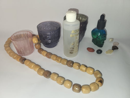 🔮 Mystical Ritual & Altar Set – Crystals, Holy Water, Skull Dropper, Beads & Candle Holders