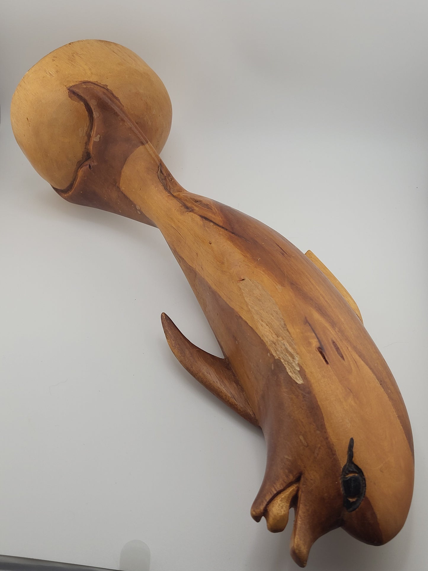 🌊 Hand-Carved Wooden Dolphin Statue – Authentic Jamaican Art Décor