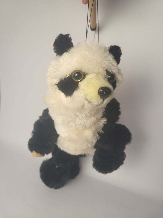 🐼 Vintage Panda Marionette Puppet – Handmade String-Control Plush Toy