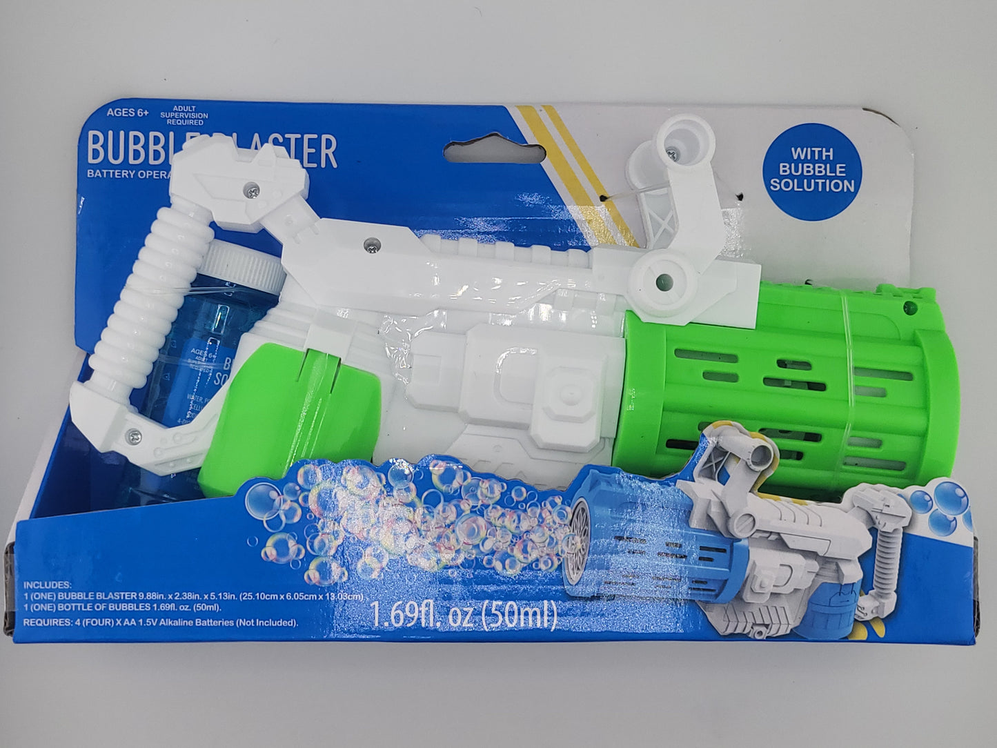 Battery Operated Bubble Blaster Gun – Automatic Bubble Maker Toy with Bubble Solution, Fun Outdoor Play for Kids, 9.8in – Requires 4 AA Batteries