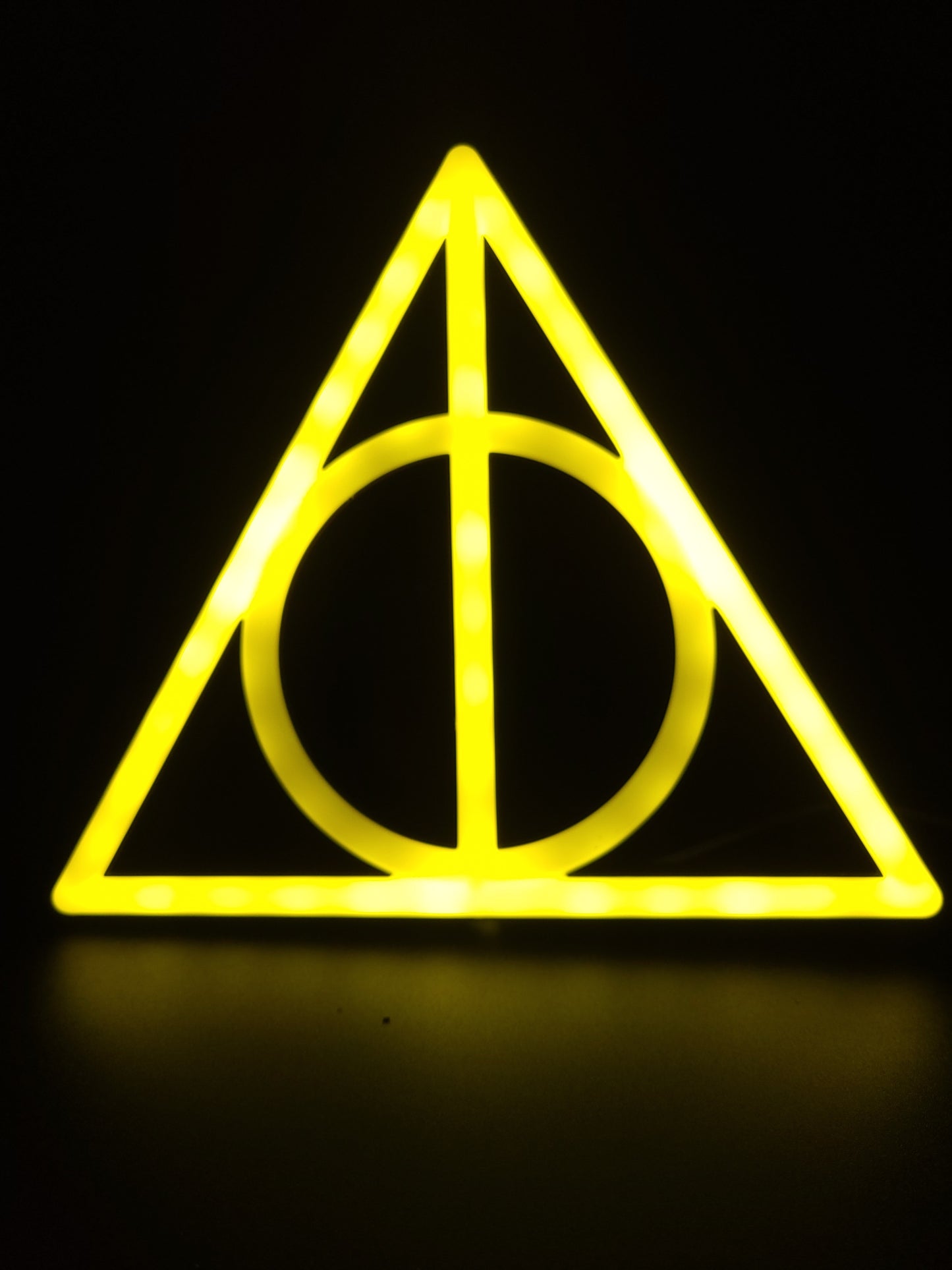 Harry Potter “Deathly Hallows” Neon Wall Light + Elder Wand Extendable Pen Set — Wizarding World Gift Bundle