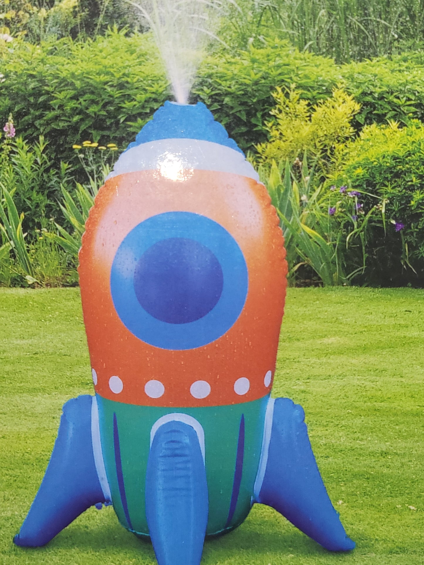 Inflatable Rocket Sprinkler for Kids – Backyard Summer Water Toy with Easy Hose Attachment, Outdoor Splash Play Fun, 21in x 27.5in