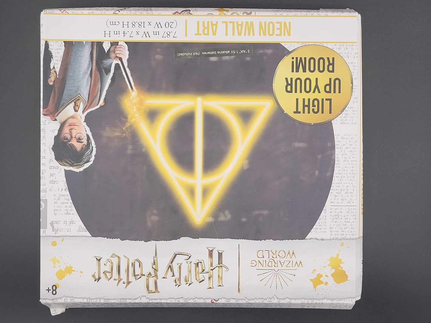 Harry Potter “Deathly Hallows” Neon Wall Light + Elder Wand Extendable Pen Set — Wizarding World Gift Bundle