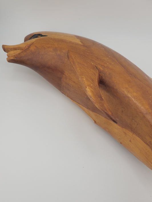 🌊 Hand-Carved Wooden Dolphin Statue – Authentic Jamaican Art Décor