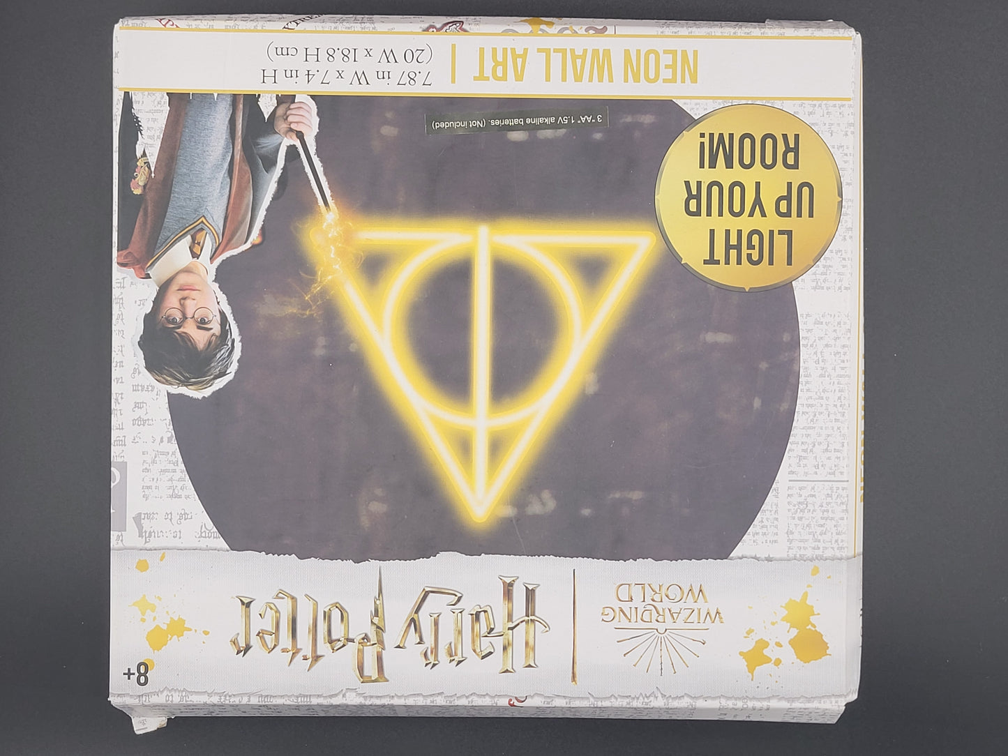 Harry Potter “Deathly Hallows” Neon Wall Light + Elder Wand Extendable Pen Set — Wizarding World Gift Bundle