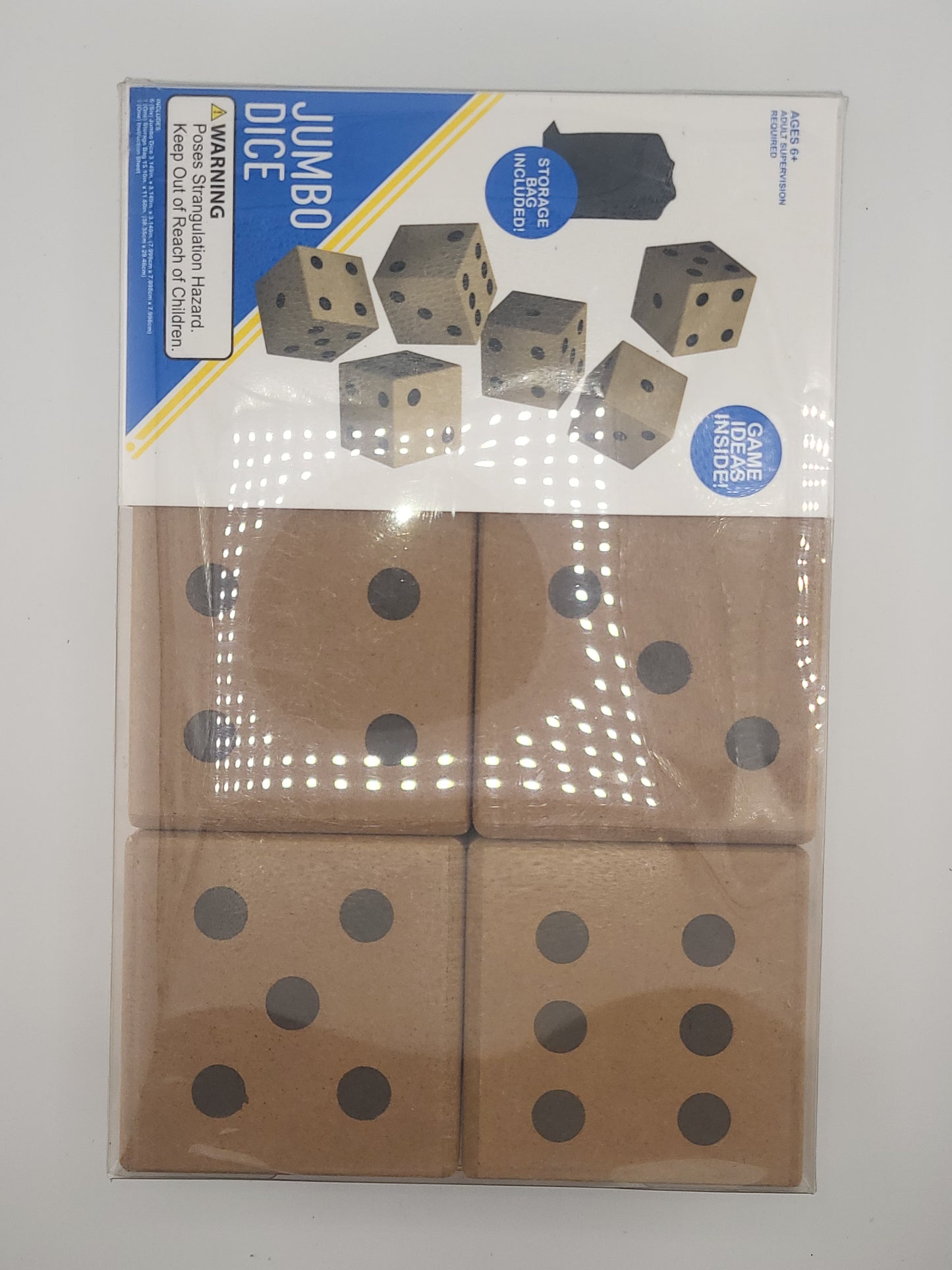 Let’s Go Jumbo Wooden Dice Set — Outdoor & Indoor Game Pack with Storage Bag (Includes 5 Dice Games!)