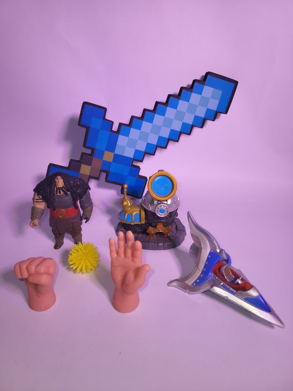 Epic Toy Bundle – Minecraft Sword, Action Figures, Mini Hands, Spacecraft & More!