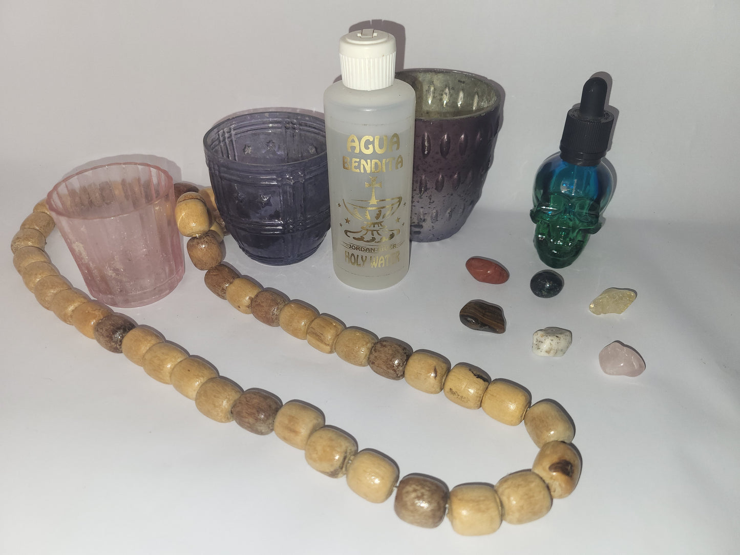 🔮 Mystical Ritual & Altar Set – Crystals, Holy Water, Skull Dropper, Beads & Candle Holders