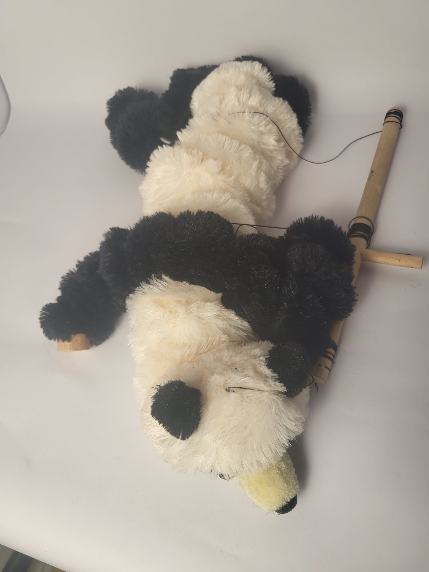 🐼 Vintage Panda Marionette Puppet – Handmade String-Control Plush Toy