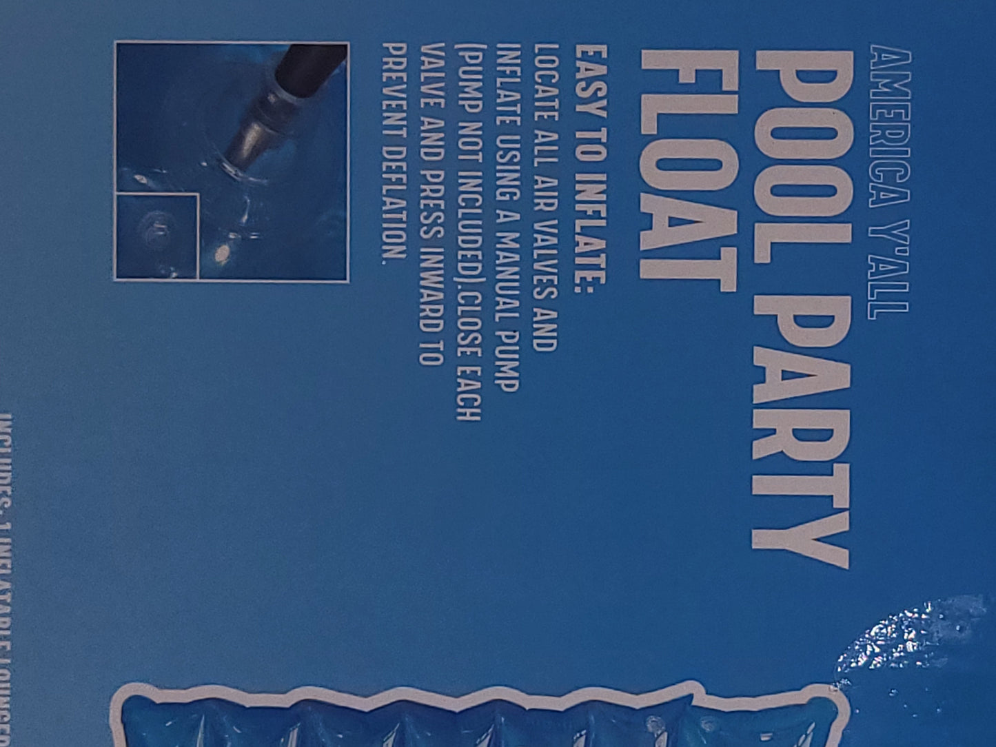 America Y’all Pool Party Float — Inflatable Lounger for Summer Fun (Blue & Red Options)