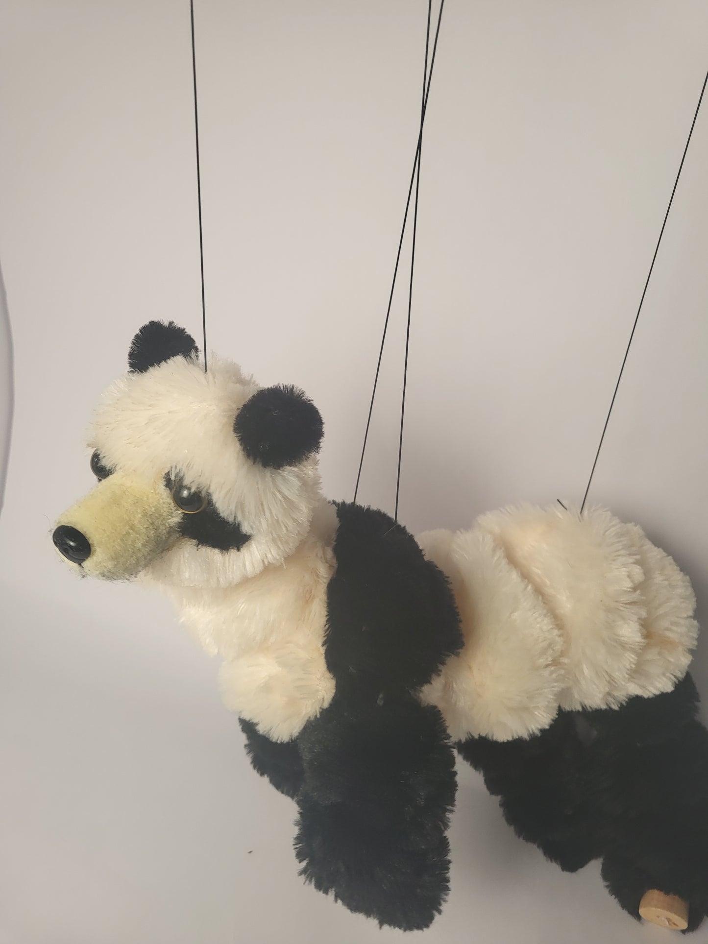 🐼 Vintage Panda Marionette Puppet – Handmade String-Control Plush Toy