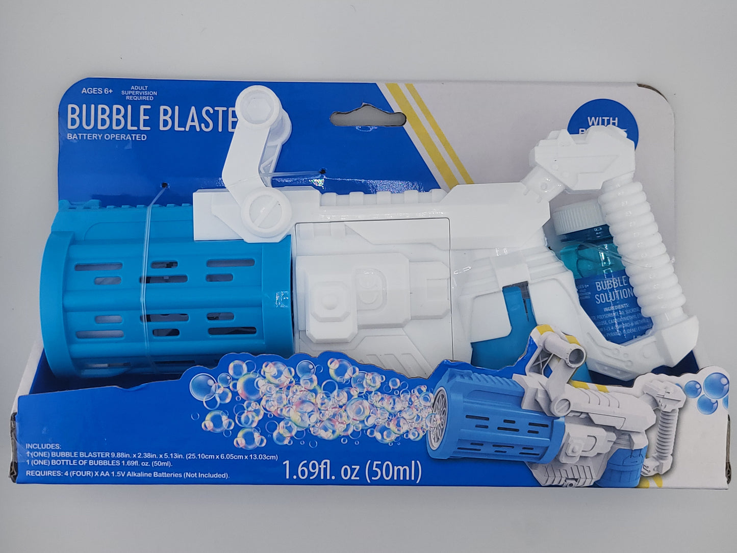 Battery Operated Bubble Blaster Gun – Automatic Bubble Maker Toy with Bubble Solution, Fun Outdoor Play for Kids, 9.8in – Requires 4 AA Batteries