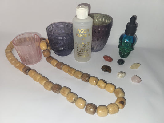 🔮 Mystical Ritual & Altar Set – Crystals, Holy Water, Skull Dropper, Beads & Candle Holders