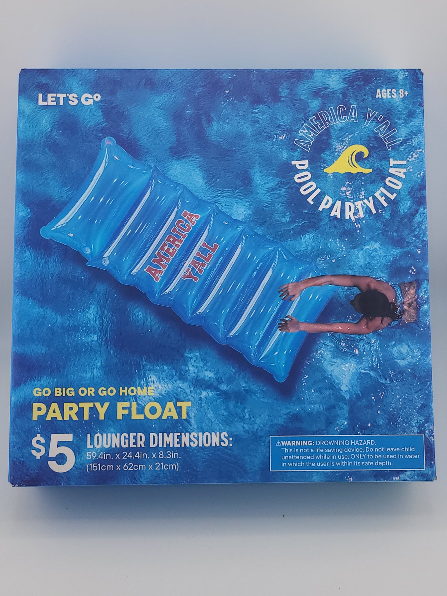 America Y’all Pool Party Float — Inflatable Lounger for Summer Fun (Blue & Red Options)