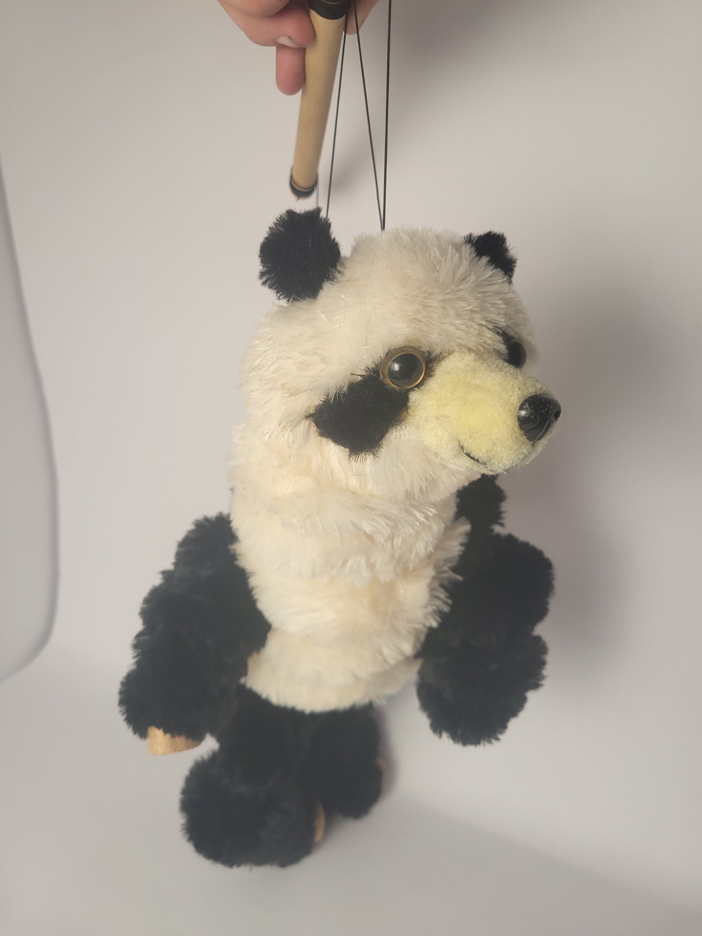 🐼 Vintage Panda Marionette Puppet – Handmade String-Control Plush Toy