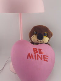 💝 Valentine’s Day Gift Set – Plush Otter, Pink “Be Mine” Heart & Pastel Lamp
