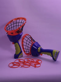 Zoom-O Disc Launcher Catch Game – 2 Nets + 6 Flying Discs, Outdoor Fun Toy Set